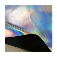 Cuir holographique irisé, feuilles de similicuir laserable argent sur noir, cuir PU holographique laser