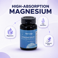 Capsules de magnésium 500 mg OEM ODM, étiquette privée, complément alimentaire personnalisé, directement de l'usine, échantillon gratuit, soutien pour le sommeil et les os