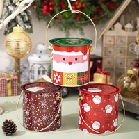 Boîte de rangement ronde en fer portable pour Noël, avec couvercle, pour enfants, recyclable, écologique, boîte cadeau rouge pour l'emballage de bougies artisanales