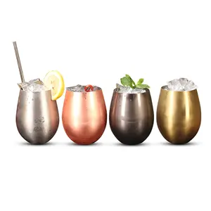 18 OZ Stainless Steel Stemless Wine Glass Customized Color Logo Drink Cup Wholesale