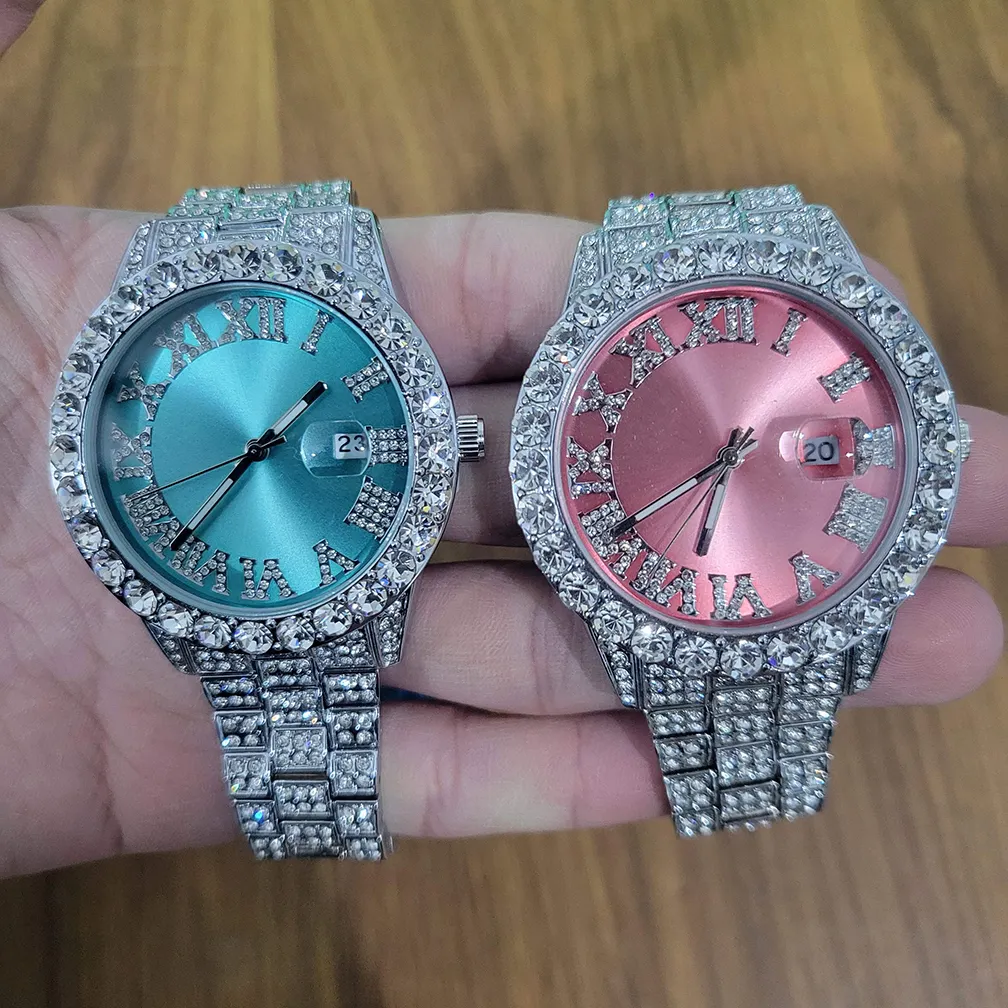 Женские кварцевые часы в стиле хип-хоп со льдом
