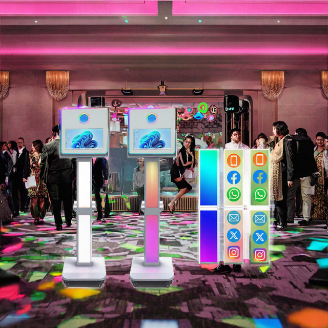 Portable Photo Booth Mirror Rgb Led Lighting Selfie Magic Square Mirror Photo Booth With Camera and Printer Touch Screen
