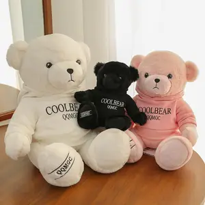 Neue individuelle preisgünstige Hoodie gefüllte Plüsch-Teddybär-Spielzeuge für Kinder Erwachsene Geschenke cooler Bär mit bedrucktem Logo