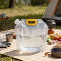 Sac de transport d'eau portable en plastique pliable transparent avec bec verseur, 1,5L, 2,5L, 3L, 5L