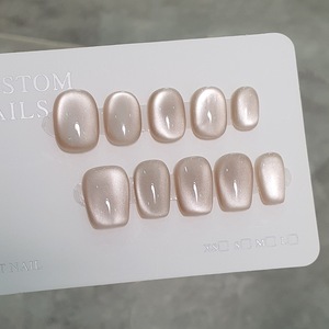 TSZS En gros <span class=keywords><strong>Faux</strong></span> ongles à presser en acrylique faits main, 10 pièces, courts, ronds, carrés, nude, effet œil de chat, nœud 3D, artisanaux - Product Image 6