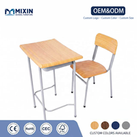 Bureau et chaise d'école individuels modernes, modèle étudiant, table et chaise en bois pour collège, provenant de fournisseurs de mobilier scolaire