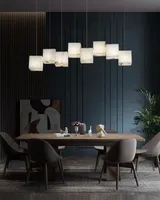 Yihao hôtel Restaurant maison Villa salle à manger lumière luxueux Multi carré cubique décalé albâtre pendentif lustre lumière