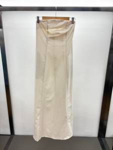 فستان طويل صديق للبيئة مستدام بدون حمالات من الكتان بجيب صلب عالي الخصر للنساء ملابس عمل على الإنترنت - Product Image 2