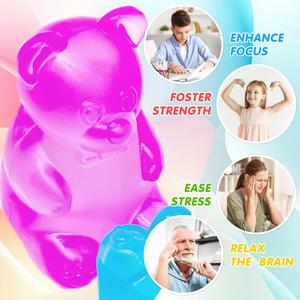 Vente en gros d'ours à presser personnalisés, jouets anti-stress en maltose, avec logo personnalisé imprimé, produits unisexes, ours en sucre transparent - Product Image 2