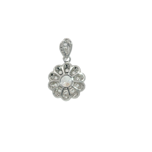 Colgantes y Dijes de Oro Blanco de 18K con Forma de Flor, Engaste de Garra con Diamantes Cultivados en Laboratorio, Base para Colgante con Centro Vacío - Product Image 6