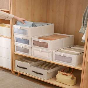Cotton Wardrobe Organizers and Storage <b>Bins</b> with Clear Window Foldable Durable Multifunction Space-Saving for Clothing Jeans - Product Image 3