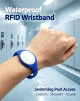 Bracelet en silicone RFID personnalisé avec numéro imprimé, puce IC pour système de casier de parc aquatique ou de salle de sport