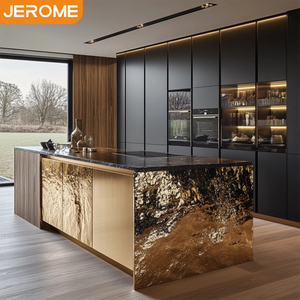Armoire de rangement contemporaine haut de gamme Jerome, imperméable, laquée, sur mesure, design moderne de luxe, armoires de cuisine - Product Image 1