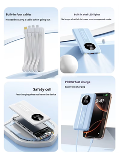 उच्च क्षमता वाला स्लिम ओम/ओडम पोर्टेबल बैंक 20000 मह 30000 माह के नेतृत्व वाले हल्के 4 केबल 22.5 यात्रा आपातकाल के लिए सुपर फास्ट चार्जिंग - Product Image 4