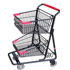 عربة تسوق أمريكية الطراز بطبقتين من تكنيبيلت 5341، عجلات بولي يوريثين 5 بوصة، مطلية بالبودرة، الحد الأدنى للطلب 50 قطعة - Product Image 1