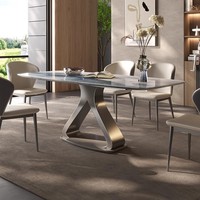 Ensemble de table de meubles de salle à manger avec base en acier fritté haut de gamme en pierre frittée de luxe italienne minimaliste et légère