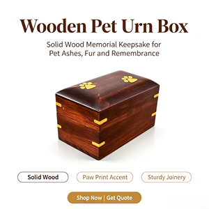 Kotak Kenangan Abu Hewan Peliharaan Kayu Berbentuk Persegi Panjang Tertutup dengan Cetakan Cakar Emas, Wadah Memorial Anjing Kucing untuk Pajangan Rumah - Product Image 5