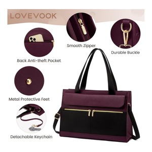 Bolso de Cuero Impermeable para Portátil de Mujer, 15.6 Pulgadas, Maletín Profesional para Trabajo, Bolso Bandolera para Profesora - Product Image 2