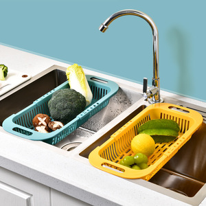 Adjustable Vegetable Basket L Size Stretchable Draining Rack For Kitchen Sink Storage White Gray Blue Yellow - Product Image 4