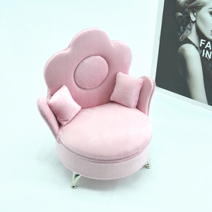 Sofa-Style Cute Velvet Rectangle Jewelry Box with Plain Pattern and Mirror for Valentine's Day <b>Ring</b> and Necklace <b>Storage</b> - Product Image 6