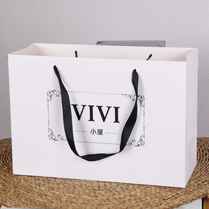 Impression Logo magasin de vêtements Vietnam entreprise publicité sac en papier de haute qualité sac à main carte blanche sac en papier - Product Image 3
