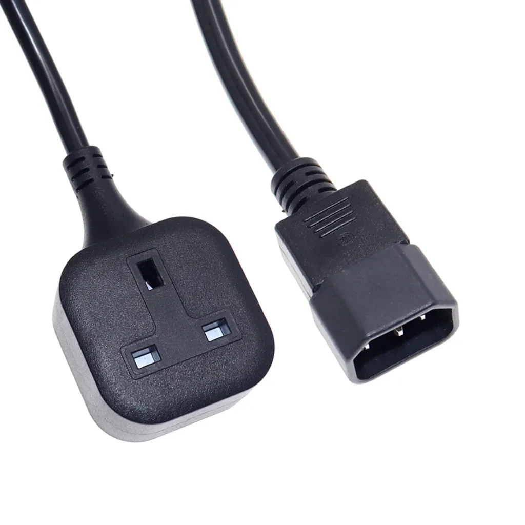 IEC320 C14 to UK BS1363A Outlet socket,IEC C14 Male Plug to UK 3Pin Female Socket Power Adapter Cable For PDU UPS