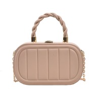 Sac Mini Boîte Couleur Bonbon pour Femme, Sac à Main Rigide Texturé avec Poignée Tressée et Bandoulière Chaîne, Sac Bandoulière pour Mariage