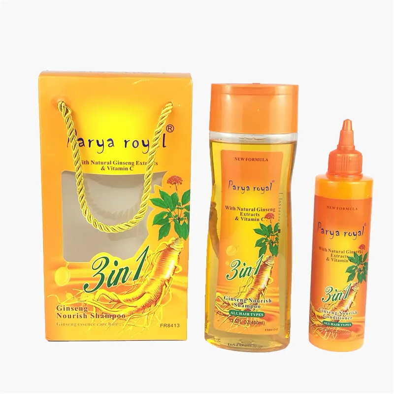 Atacado granel presente conjuntos de materiais primas etiqueta privada natural ginseng herbal shampoo e condicionador para todos os tipos de cabelo