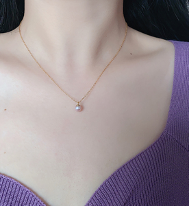 สร้อยคอทอง 14K ไข่มุกน้ำจืดธรรมชาติสีขาว/ชมพูสำหรับผู้หญิง - Product Image 4