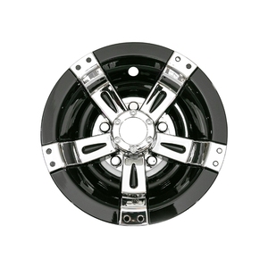 Enjoliveurs de roue de chariot de golf de 10 pouces, 5 branches, noir/chrome, modèle LQWC-1011, universels pour autres roues, pneus et accessoires - Product Image 1