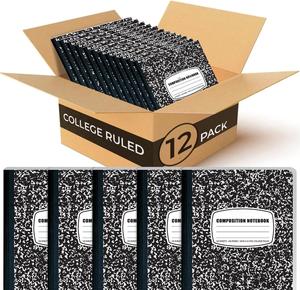 Quaderno a Righe per College, 200 Pagine (100 Fogli), Copertina Rigida, Quaderno a Righe per College in Confezione Convenienza, Effetto Marmo Nero - Product Image 6