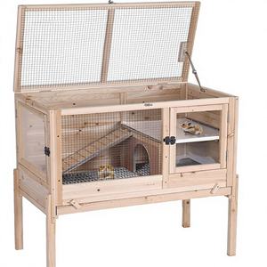 Gabbia in Legno per Porcellini d'India e Conigli con Supporto Rimovibile, Rete Metallica, Design a <span class=keywords><strong>2</strong></span> Piani, per Uso Interno, Impermeabile e Chiudibile - Product Image 1