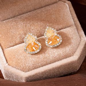 Hypoallergenic <b>Stud</b> <b>Earrings</b> Orange Gradient <b>Crystal</b> Gourd <b>Earrings</b> Women Trendy Micro Pave Zircon <b>Crystal</b> Gourd <b>Stud</b> <b>Earrings</b> - Product Image 4