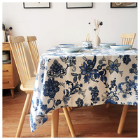 Petite nappe carrée en lin français vintage, nappe florale, nappes sans plis, couverture de table décorative pour salle à manger, thé
