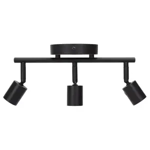 Spot à trois lampes noir, compatible avec les ampoules E27, idéal pour créer des ambiances personnalisées dans les maisons et les bureaux. - Product Image 1