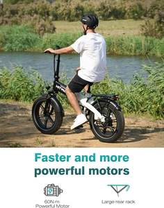 <span class=keywords><strong>Vélo</strong></span> électrique pliable <span class=keywords><strong>HITWAY</strong></span> 250W avec moteur arrière, pneus larges <span class=keywords><strong>20</strong></span>" 4.0", batterie 48V 13Ah, 7 vitesses, 25 km/h, suspension avant, aluminium - Product Image 5