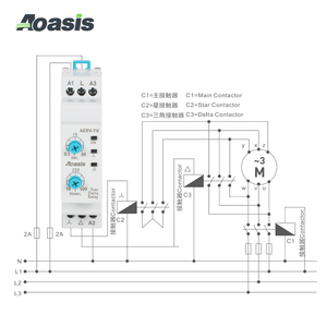 Relais temporisé miniature ERV-YU Star Delta pour rail DIN, 24VDC 220VAC, 0,1-30 secondes - Product Image 3