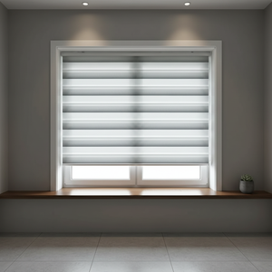 Persianas Venecianas Modernas con Diseño de Rayas de Zebra, Cortina Enrollable de Tela Beige con Patrón Horizontal, Instalación Integrada, Hechas de Poliéster - Product Image 3