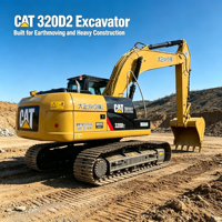 Excavatrice hydraulique CAT 320D2 de 21,1 tonnes, d'occasion, avec godet, qualité CE, faible nombre d'heures, excellent état