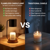Lampe chauffe-bougie en métal noir et blanc, style bureau nordique de luxe, avec logo personnalisé, chauffe uniforme et base ronde en bois
