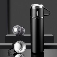 Ensemble cadeau de tasse thermique isolée sous vide à double paroi en acier inoxydable de 500 ml avec 2 couvercles supplémentaires, isolation de 12 à 24 heures, écologique