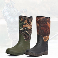 Bottes de chasse en néoprène imperméables et isolantes, hautes jusqu'au genou, en caoutchouc camouflage, pour l'extérieur, personnalisées en usine, de haute qualité, pour l'hiver et l'automne, avec talon rehaussant