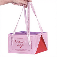 Caja de Embalaje Reutilizable Ecológica con Logotipo Personalizado de Alta Calidad, Forrada de Esponja, con Asa de Cinta para Pastel de Cumpleaños o Dulces