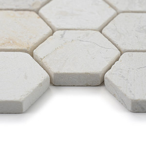 Piastrelle a Mosaico Esagonali in Pietra Naturale Bianca, Dimensione 2 Pollici, per Decorazione di Pareti e Pavimenti - Product Image 3