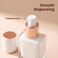 Flacon cosmétique carré en verre de 30 ml avec bouchon en aluminium/plastique et pompe pulvérisatrice pour fond de teint liquide, crème pour le visage, soin de la peau - Logo personnalisé