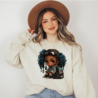 Hip Hop Afro école filles fer sur impression dessin animé Dreadlock filles noires DTF transferts autocollants prêt à presser pour T-shirts