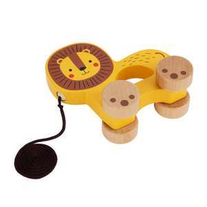 Bebê <span class=keywords><strong>Hand</strong></span>-held Stroller Leão de madeira Deslizando Brinquedo Educacional Cognitivo Rastejando Pequenos Animais - Product Image 4