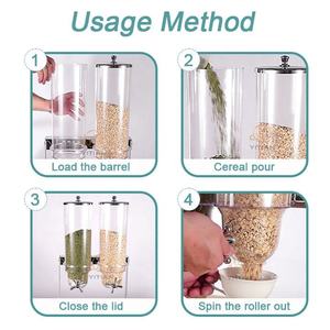 Breakfast Buffet Acrylic Cereal Dispenser Stainless Steel <strong>Stand</strong> for Hotels Commercial Single Clear Automatic Dry <strong>Food</strong> Dispenser - Product Image 4