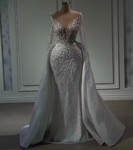 Vestido de Novia Sirena Africana 2025 con Cola Desmontable y Decoración de Encaje, Estilo Largo hasta el Suelo - Product Image 2