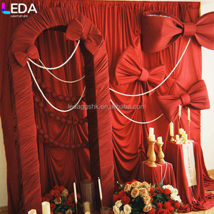 LEDA Wedding Decor Custom Size Stylish Classic <b>Red</b> Fabric <b>Bow</b> For Event Backdrop - Product Image 2